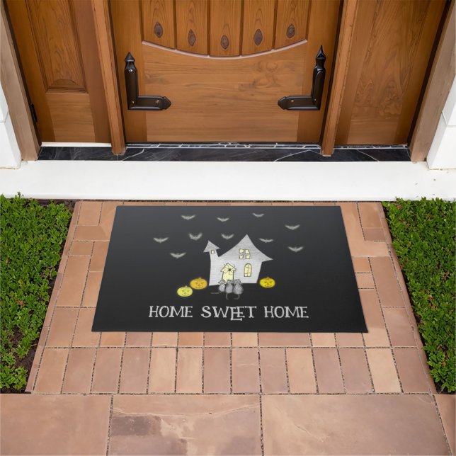 Halloween House, Black Cats, Bats, Pumpkins Doormat (Outdoor)