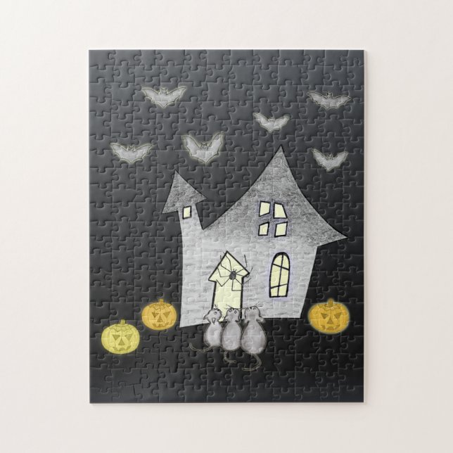 Halloween House, Black Cats, Bats, Pumpkins Jigsaw Puzzle (Vertical)