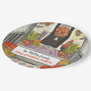 Halloween House Party Paper Plate