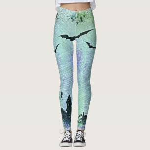 Halloween House Spiders + Bats Leggings