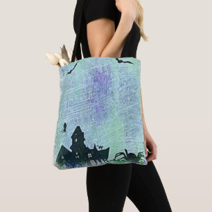 Halloween House Spiders + Bats! Tote Bag