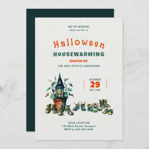 Halloween House Warming We Moved Gremlin Shoes Invitation