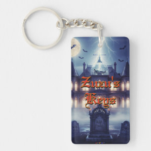 Halloween House With Frankie, Dark Blue Key Ring