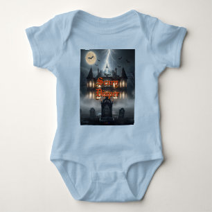 Halloween House With Frankie, Dark Grey Baby Bodysuit
