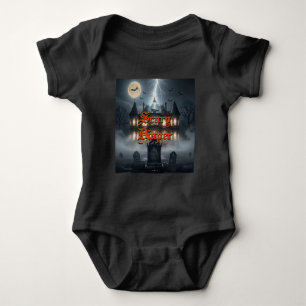 Halloween House With Frankie, Dark Grey Baby Bodysuit