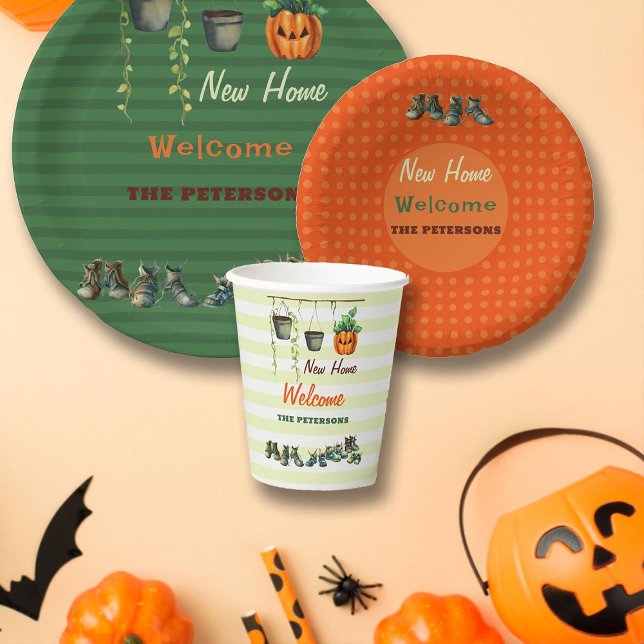 Halloween Housewarming Party Gremlins Welcome Lime Paper Cups (halloween housewarming party welcome cup gremlin shoes potted plants family couple funny cute green)