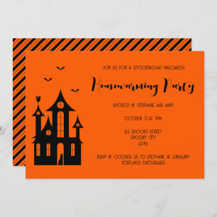 Halloween Housewarming Party Haunted House Black I Invitation