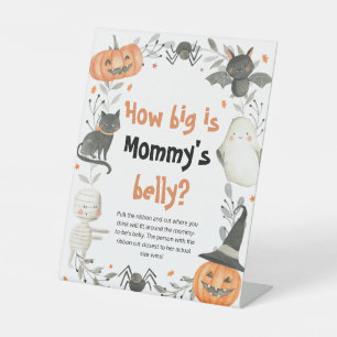 Halloween How Big Is Mummy's Belly Shower Game Pedestal Sign