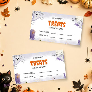 Halloween How Many Treats Are in the Jar Name Card