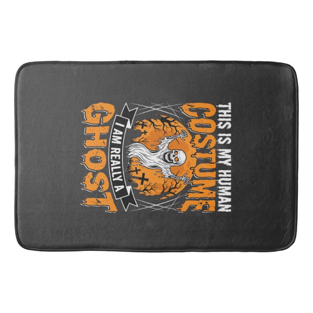 Halloween Human Costume Ghost Skeleton Graphic Bath Mat (Front)