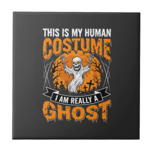 Halloween Human Costume Ghost Skeleton Graphic Ceramic Tile