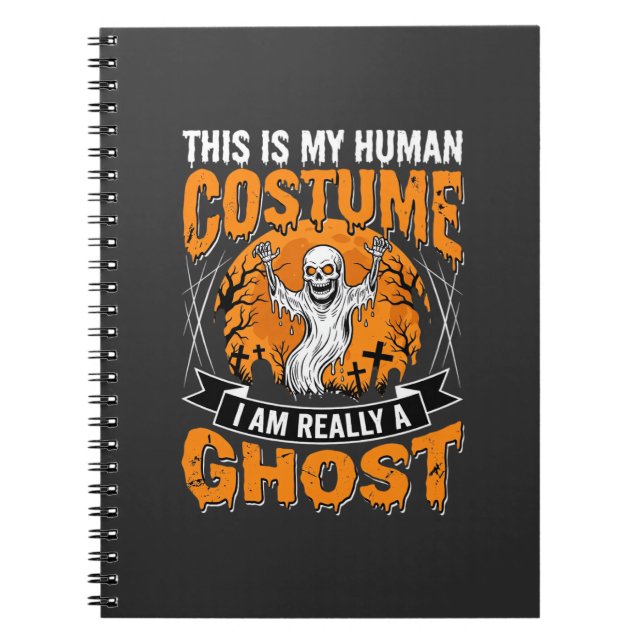 Halloween Human Costume Ghost Skeleton Graphic Notebook (Front)