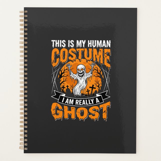 Halloween Human Costume Ghost Skeleton Graphic Planner (Front)