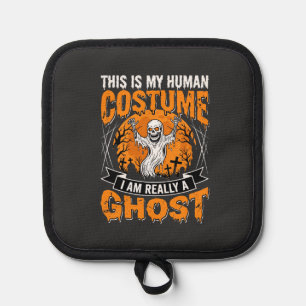 Halloween Human Costume Ghost Skeleton Graphic Pot Holder