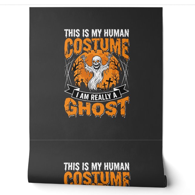 Halloween Human Costume Ghost Skeleton Graphic Wallpaper (Unrolling)