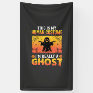 Halloween Human Costume Ghost Vintage Banner
