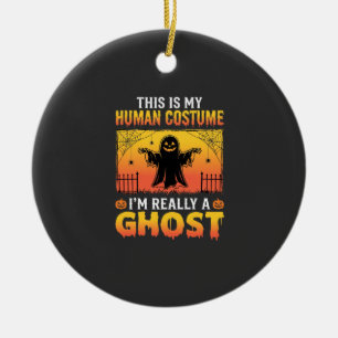 Halloween Human Costume Ghost Vintage Ceramic Ornament