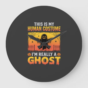 Halloween Human Costume Ghost Vintage Large Clock