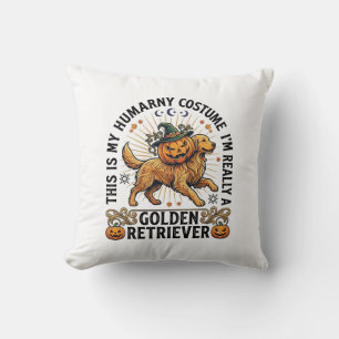 Halloween Human Costume Golden Retriever Pumpkin W Cushion