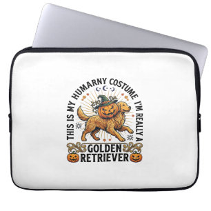 Halloween Human Costume Golden Retriever Pumpkin W Laptop Sleeve