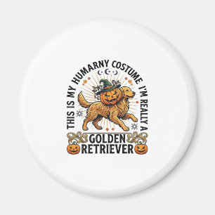 Halloween Human Costume Golden Retriever Pumpkin W Magnet