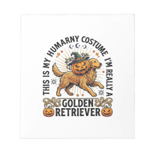 Halloween Human Costume Golden Retriever Pumpkin W Notepad