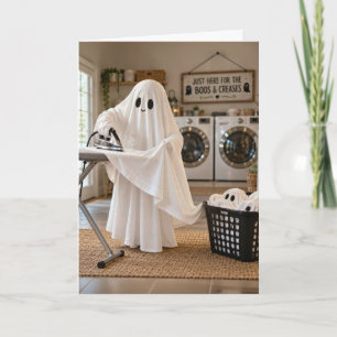 Halloween Humor with Ghost Ironing Its Shroud Card