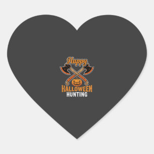 Halloween Hunting Crossed Axes Jack O Lantern Heart Sticker