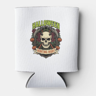 Halloween Hunting Night Horned Skull Roses Pumpkin Can Cooler