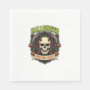Halloween Hunting Night Horned Skull Roses Pumpkin Napkin