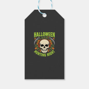 Halloween Hunting Night Skull Scythe Vector Design Gift Tags