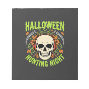 Halloween Hunting Night Skull Scythe Vector Design Notepad