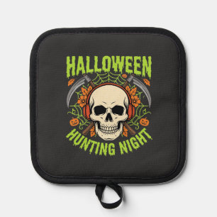 Halloween Hunting Night Skull Scythe Vector Design Pot Holder
