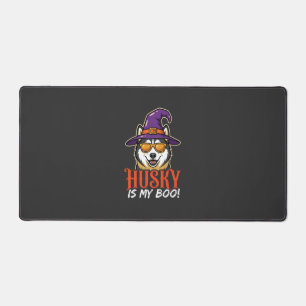 Halloween Husky Is My Boo Witch Hat Desk Mat