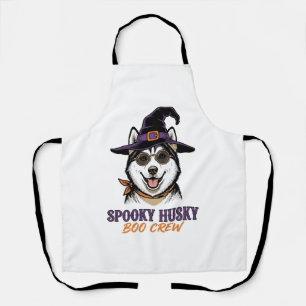 Halloween Husky Shirt Witch Dog Vintage Graphic Apron