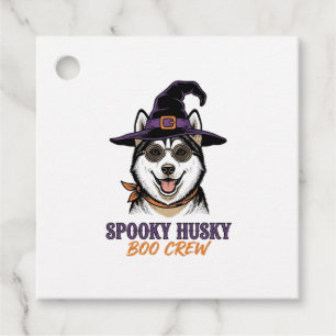 Halloween Husky Shirt Witch Dog Vintage Graphic Favour Tags