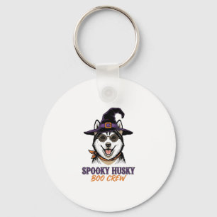 Halloween Husky Shirt Witch Dog Vintage Graphic Key Ring