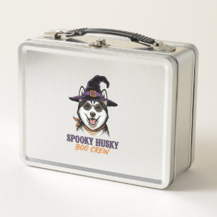Halloween Husky Shirt Witch Dog Vintage Graphic Metal Lunch Box