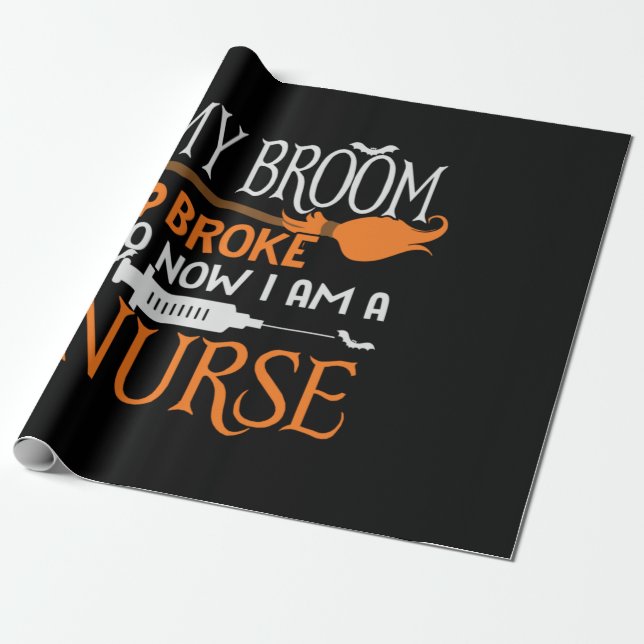 Halloween I Am A Nurse Birthday Wrapping Paper (Unrolled)