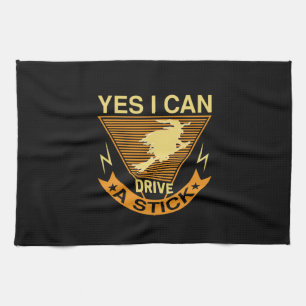 Halloween I Can Drive A Stick Birthday Tea Towel