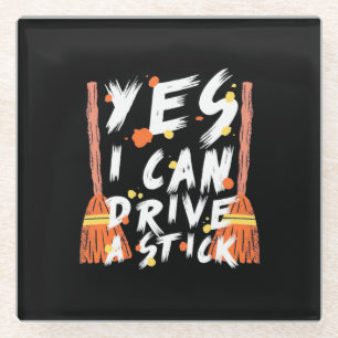 Halloween I Can Drive A Stick Glass Coaster
