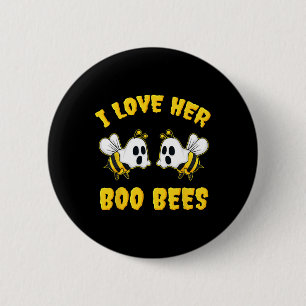 Halloween I Love Her Boo Bees Fun 6 Cm Round Badge