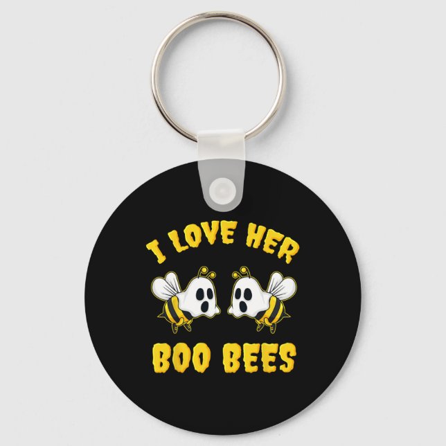 Halloween I Love Her Boo Bees Fun  Key Ring (Front)