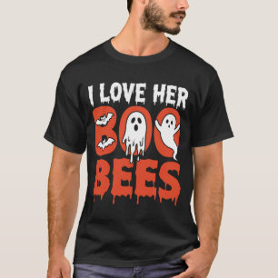Halloween I Love Her Boo Bees Funny Ghost T-Shirt