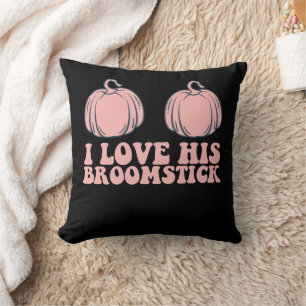 Halloween I Love His Broomstick Groovy Couples Cushion