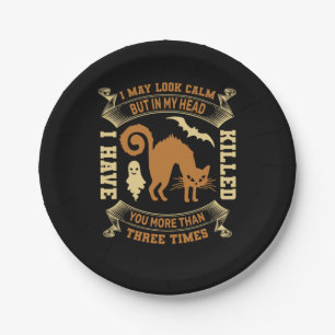 Halloween I May Look Calm Birthday Paper Plate
