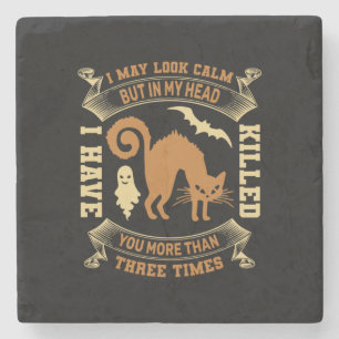 Halloween I May Look Calm Birthday Stone Coaster