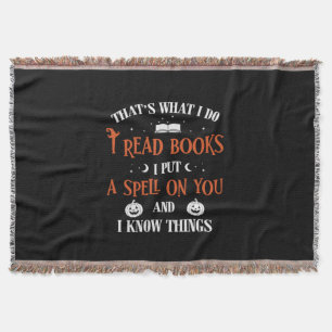 Halloween I Spell On You And Read Books Birthday Throw Blanket