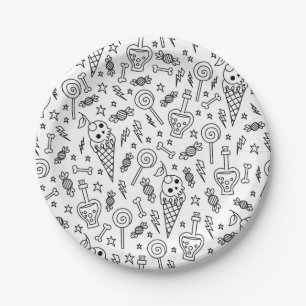 halloween ice cream skull bones poison white paper plate