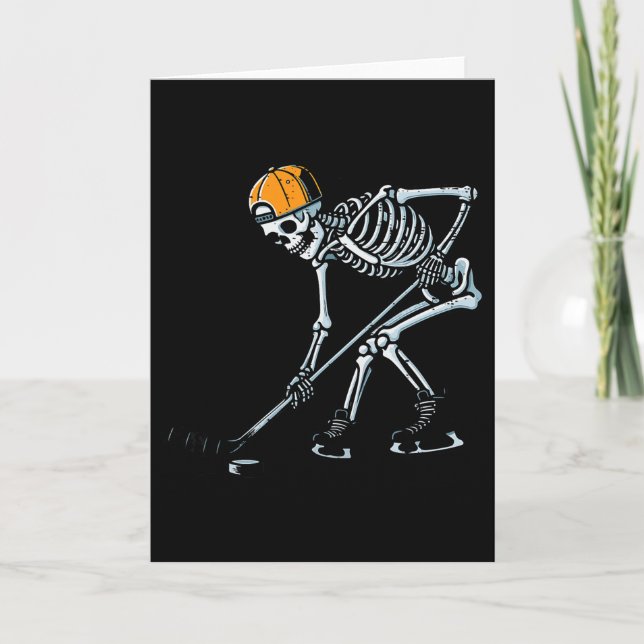 Halloween Ice Hockey Skeleton Costume Boys Kids Yo Card (Front)